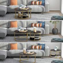 Nesting Coffee Tables Set Of 2 Round Stacking Sofa Side Tables For Living Room - 白色 - 查看 9