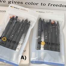 Dongmi Gel Pen Set, INS Style, Black Series, 6-Piece Set,High "Appearance Value" Student Practice Pens, A Set Of 6 Practice Pens, 0.5mm Practice Pens, Fast-Drying, Smooth, Gel Pens For Wholesale - Black - View 3