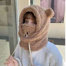 1pc Women's Cute Bear Plush Knitted Hat - Multicolor - View 1