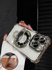 Transparent Shock-Proof Phone Case, Silver Silicone Material, Anti-Fall And Shock-Proof, Compatible With 6-16, Galaxy S8-S25, A03-A73, Note 8-20 And Redmi/Honor/MOTO/OPPO/Infinix Phones, Summer Inspired Design - Silver - View 5