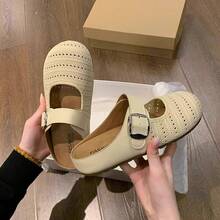 Zapatillas  de Moda para Mujeres que Aumentan la Altura, Uso al Aire Libre, Nuevo Estilo Primavera/Verano 2025, Zapatillas de Media Punta Cerradas y Sin Cordones - Amarillo - Ver 3