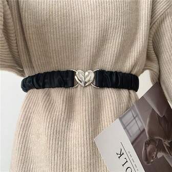1条优雅简约休闲心形弹力腰带，适合搭配连衣裙、毛衣，秋冬配饰，派对、聚会、音乐会、母亲节、女士、母亲节礼物