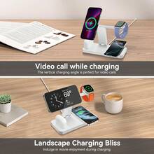 4-In-1 Magnetic Wireless Charging Stand, Foldable Fast Charging Dock Compatible With IPhone 17 Air 16 15 14 13 12 Series Plus/Pro/Pro Max/Mini, Multi-Device Magnetic Charging, Compatible With Apple Watch Ultra/SE, 11 10 9 8 7 6 5 4 3 2, Compatible With AirPods Pro2 Pro 4 3 2 - White - View 5