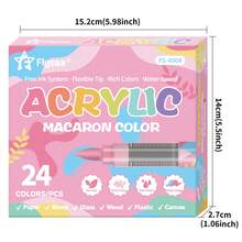FLYSEA 24/36-Color Macaron Markers, Soft-Tip Liquid Color Pens, Student Art Supplies, Suitable For Student Art Projects, Can Be Used To Paint On Rocks, Wood, Stones, Glass, Ceramics, And Fabric, DIY Crafts, Perfect For Back-To-School Season. - Multicolor - View 3