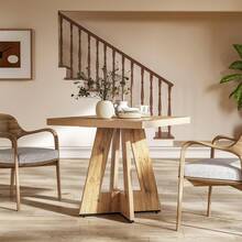 LITTLE TREE Small Space Dining Table MDF Square - 80x80x75cm Easy Assembly, Space-Saving Design For Dining Room/Kitchen - Brown - View 4