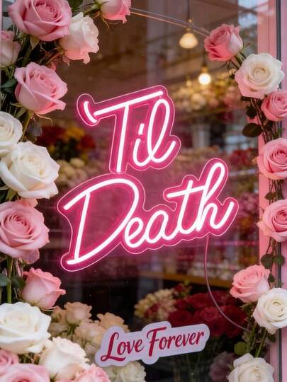 1 szt. spersonalizowanych, spersonalizowanych neonów walentynkowych, "Do śmierci", dekoracje neonowe LED, odpowiednie na Walentynki, zaręczyny, wesela, sypialnię, salon, artykuły kuchenne, dekoracje pokoju, dekoracje tła, świąteczne neony, dekoracje domu
