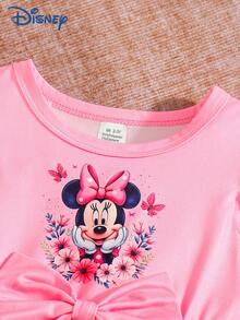Disney 迪士尼女宝宝夏季米奇米妮印花可爱无袖连衣裙，女宝宝休闲度假蝴蝶结百搭连衣裙 - 粉色 - 查看 3
