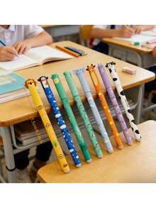3/7支装可爱卡通可擦凝胶笔，8种颜色可选，适用于书写、绘画和素描。可擦。荧光笔、马克笔、圆珠笔、走珠笔。内置橡皮擦。适合学校、办公室和日常书写。书写流畅。 - 彩色 - 查看 2