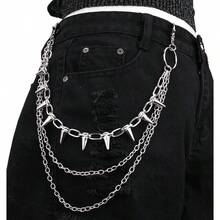 Pants Chain Men Pocket Chain Pants Jean Chains Men Jean Chains Chains Jeans Biker Chain Hip Chain Jean Chains Women Pants Chain Women Hip Jewelry Women Punk Chain - A1-Sharp 銀色鉚釘 - 查看 7