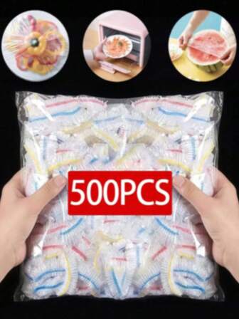 500/200/100pcs Disposable Plastic Wrap, Elastic And Self-Sealing, Suitable For Bowls, Plates, Restaurants, BBQ Shops, Households And Plastic Tableware