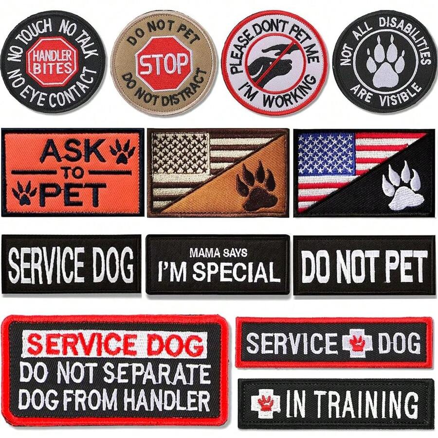 13 PCS Patches Removable Tactical Hook Loop Harness Embroidered Do Not Pet WorFKing Dog Patch For Vest Harnesses Collars Leashes,StylishStyle - StylishStyle - View 1