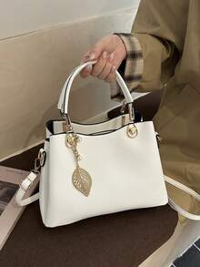 Nuevo bolso de mano elegante para mujer, clásico, estiloso y duradero de lujo, con amplia capacidad, para llevar al hombro o cruzado - Blanco - Ver 2