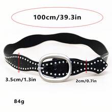 1 chiếc thắt lưng đính đá thời trang nữ, phụ kiện thời trang thường ngày đa năng. - Nhiều màu - Xem 2
