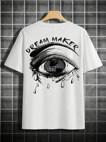Set Of 4 Men's Graphic T-Shirts With Graffiti Print, Casual Crew Neck, Short Sleeve, Lightweight - PT/BR/BG/MR - 查看 3