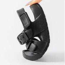 儿童凉鞋，男女童休闲魔术贴凉鞋，轻便软底幼儿及小童/大童沙滩鞋，时尚凉鞋 - 黑色 - 查看 6