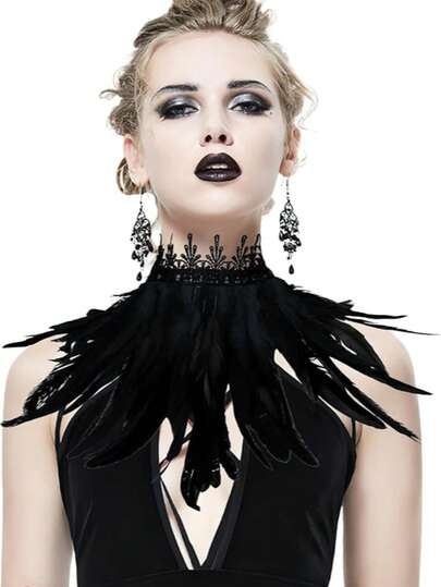 Chal de plumas de bruja de carnaval - Alas de cisne gris - Chal para los hombros - Estilo de disfraz de cuento de hadas, solo para mujeres