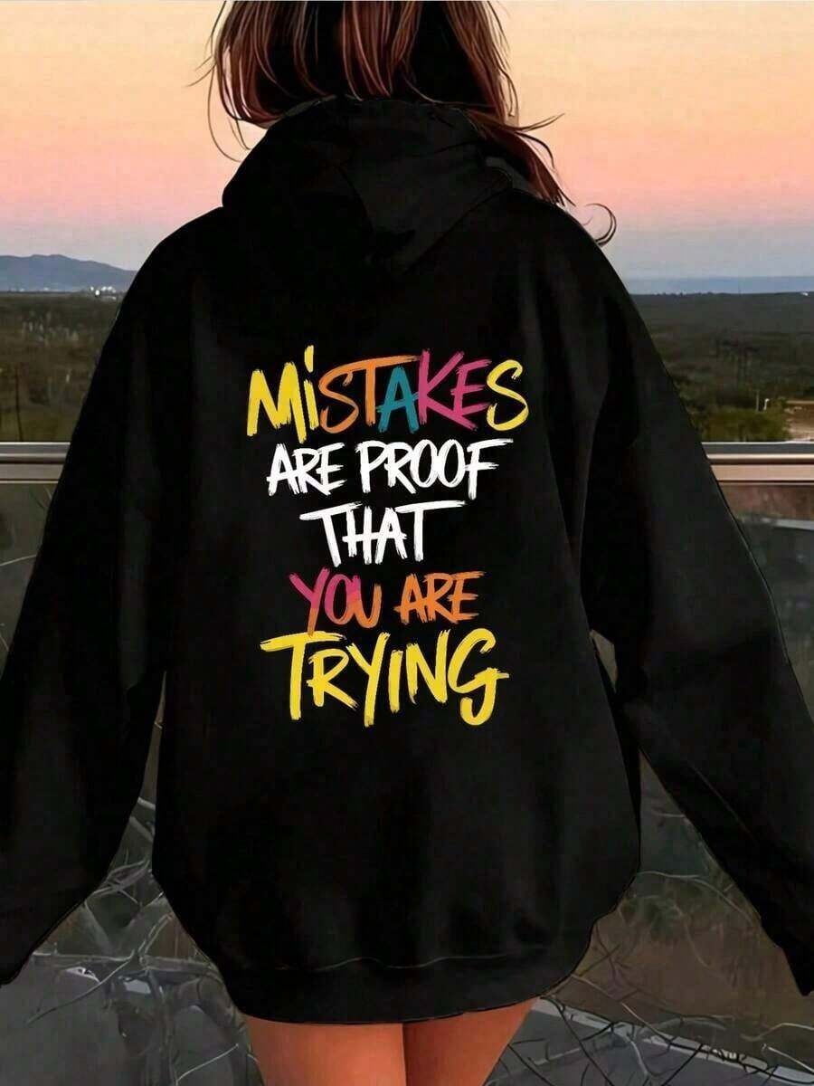 2026 AChristmas Outfit WomenWomen's Heavyweight Hoodie - Gothic Love Me Like My Demons Print Sweatshirt, Loose Fit Pullover Hoodie With Pocket & Drawstring Hood, Long Sleeve Winter Sweater For WomenLoose And Comfortablewinter Clothes For Women - 黑色 2 - 查看 1