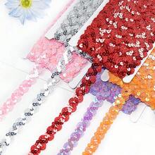 Purple Sequin Ribbon Trim 24 Yards, 2 Rolls Flat Sequin Strip Trim Colored Fabric For Wedding Dress, Embellishments, Headband, Fringe,Purple - Purple - 查看 4