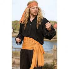 ThePirateDressing Pirate Medieval Renaissance Halloween Costume Large Sash,Orange(LinenFabric - Oranye (Kain Linen) - View 3