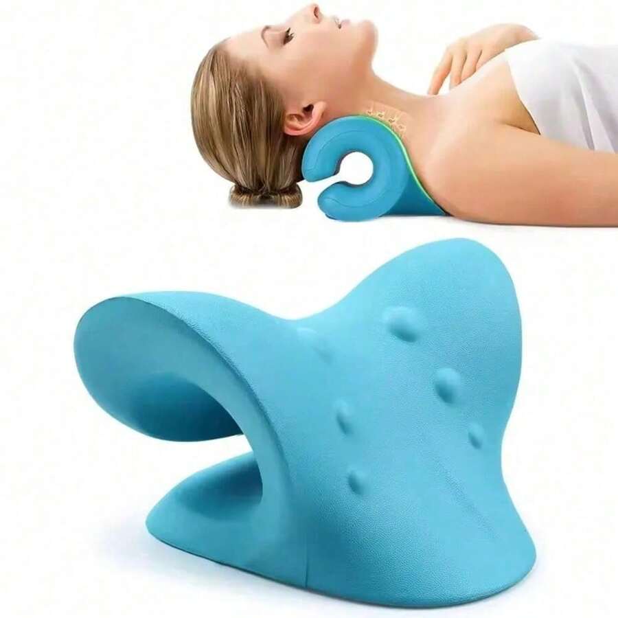 Neck Shoulder Cervical Spine Relaxation Spine Alignment Traction Device Pillow Stretcher Massager Neck Pillow - 藍色 - 查看 1