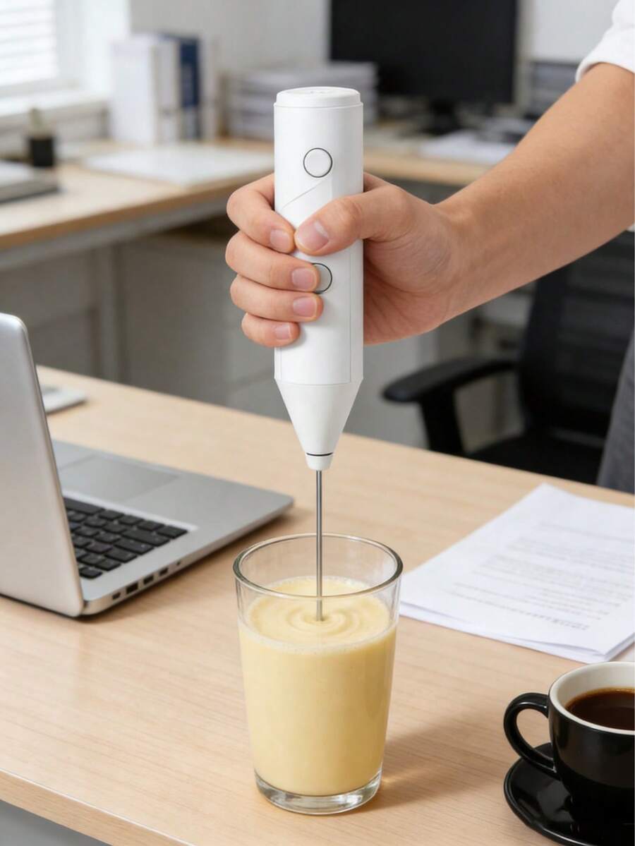 1pc Electric Milk Frother/Whisk, For Everyday Home Use, Time & Effort Saving, Convenient & Practical, Holiday, New Year And Christmas Gifts For Women, Coffee Lovers And Hosts/Hostesses; Practical Handheld Home Barista Kit - 白色 - 查看 1