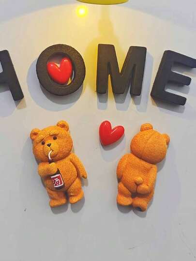 2 piezas de imanes de refrigerador de resina con forma de oso, adecuados para decoración de cocina, pegatinas de refrigerador, decoración del hogar, decoración de habitaciones, decoración de baños, decoración de paredes, decoración de oficinas, artículos esenciales de cocina