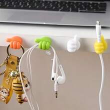 Ganchos adhesivos para el hogar, la cocina y el dormitorio, disponibles en varios colores, hechos de plástico, perfectos para fijar cables de carga, accesorios pequeños, organizadores de cuerdas, soluciones de escritorio y cajones, ganchos prácticos - Multicolor - Ver 6