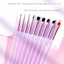 9pcs Crystal Transparent Long Nail Art Pens Set - Lilac Purple - View 4
