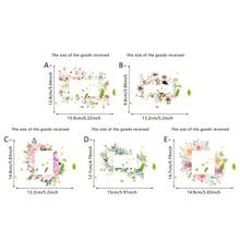 5pcs Watercolor Style Green Leaves And Flowers Wall Stickers, Removable Self-Adhesive PVC Waterproof Fresh Plant Decals, Suitable For Bathrooms, Kitchens, Light Switch Panels, And DIY Art Projects; A Pastoral Style Decoration. - Multicolor - View 12