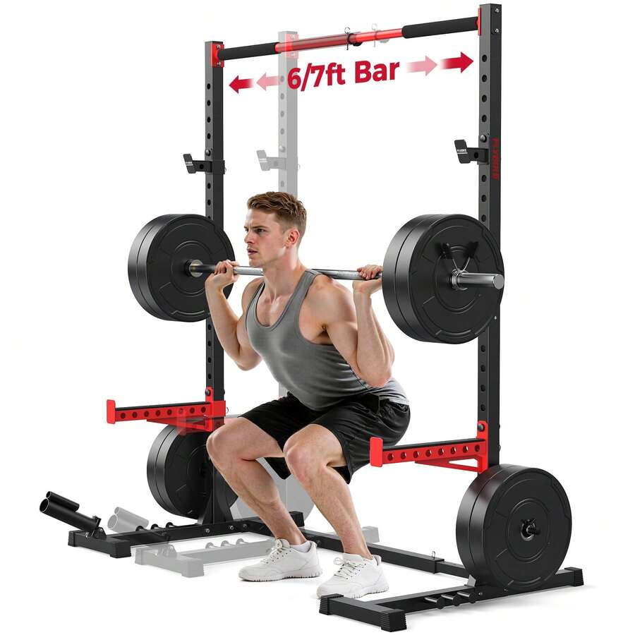 FLYBIRD Squat Rack With Pull-Up Bar, Adjustable Multi-Functional Power Rack, Home Gym Equipment - 預設 - 查看 1