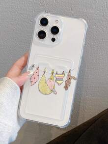 1pc Transparent Card Holder Swing Cradle Baby Pattern Painted Anti-Drop Phone Case Compatible With Apple XS/XS Max/XR/11/12/13/14/14 Plus/15/15 Plus/16/16 Plus/7/8 Plus/17/17 Pro And Other Models - Multicolor - View 6