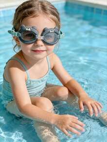 儿童卡通彩色透明大框游泳镜，防雾游泳池沙滩冲浪水上护目镜/眼镜，男女通用 - 彩色 - 查看 2