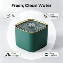 JUJU SHOU 宠物饮水机套装，3升/101.45盎司，含1个滤芯和1个水泵，室内猫咪饮水器，USB供电，不含电池，适合多宠物家庭 - 3L - 查看 5