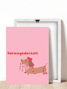 1 Stück verspieltes Poster mit rosa Würstchenhund und Katzen-Tier-Zitaten, Festivalgeschenk, geeignet für Schlafzimmer, Wohnzimmer, Badezimmer, Wandkunst, Wanddekoration, Heimdekoration, Raumdekoration, Leinwandwandkunst, Poster, Wandkunst mit Rahmen, optionaler Rahmen - Verschiedenfarbig - Übersicht 22