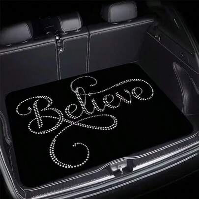 1件“相信”印花汽车后备箱垫，汽车内饰，汽车装饰，全天候后备箱垫，适用于大多数车型，保持您的爱车清洁时尚，是旅行和野餐的完美礼物