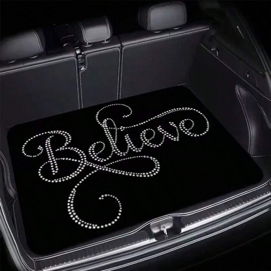 1件“相信”印花汽车后备箱垫，汽车内饰，汽车装饰，全天候后备箱垫，适用于大多数车型，保持您的爱车清洁时尚，是旅行和野餐的完美礼物 - Believe印花 - 查看 1