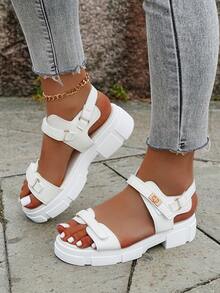 Latest Fashion Solid Color Cute Sandals For Outdoor, Date, Party, Office, Beach, Wedding, Suitable For Spring/Summer - White - View 3