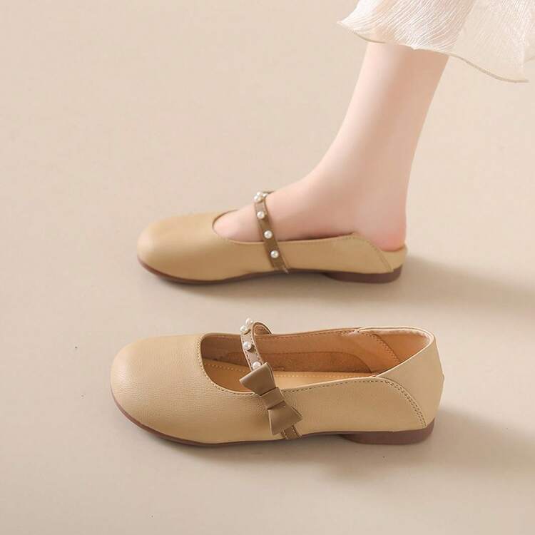 Zapatos planos Mary Jane para mujeres, primavera-verano 2025, nuevos, suela suave, lazo, cómodos, zapatos individuales, estilo francés, mocasines de dos vías - Blanco - Añade 1