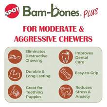Bam-Bones Plus Branch -Bamboo Fiber And Nylon Durable Long Lasting Dog Chew For Aggressive Chewers Great Toy For Adult Dogs And Teething Puppies Under 60lbs Non-Splintering 5.75in Beef Flavor - 575英寸,1個裝 - 查看 3