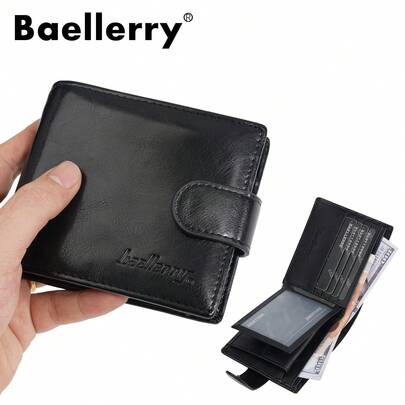 Nueva billetera corta para hombres, estilo de borde, múltiples ranuras para tarjetas, portador de licencia de conducir, adecuada para jóvenes profesionales, sensación de alta gama, pequeño clip para billetes.