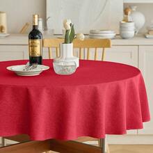 Waterproof Round Tablecloth, Decorative Rustic Wipeable Tablecloths Wrinkle Free Table Cloth Cover For Holiday,Wedding,Dining& Kitchen Table (70 Inch,Round (4-6 Seats),Red),Red70inchRound - Red70inchRound - View 1
