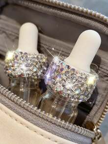 闪亮水晶装饰玻璃滴管瓶，迷你精油滴管瓶，透明玻璃小样滴管瓶，带滴管的液体容器，适用于香水和化妆品，可重复灌装的便携式香水瓶，迷你口袋美容工具旅行必备，防漏可重复使用，适合所有季节，送给朋友和家人的最佳礼物，母亲节/情人节礼物（2毫升/5毫升/10毫升/15毫升/20毫升） - 彩色 - 查看 4