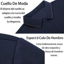 TendenciaSuéter Casual De Punto Con Botones Y Cuello Tipo Para HombreCalidad premium - Azul Marino - Ver 6