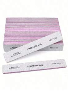 5/25pcs Professional Nail Files, 180/100 Grit Natural Nail Files, Double-Sided Washable Fine Textured Nail Files, Suitable For Home And Salon Use - Multicolor - View 2