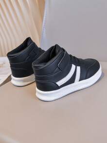 New Kids Sports Shoes Running Shoes Casual Shoes, Mid-Top Leather Shoes, Soft Sole Toddler Walking Shoes Suitable For Boys And Girls - Black - View 6