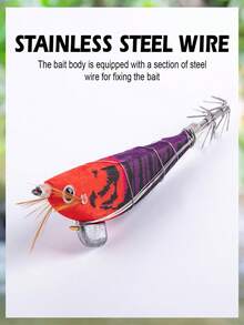 GOTURE 5pcs Luminous Steel Wire Wooden Shrimp Squid Hook, 3.0/3.5 Simulated Shrimp Bait For Sea Fishing, Weighted Lead For Simulated Shrimp Bait For Sea Fishing - Multicolor - View 2