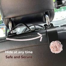 1 Set Ganchos para respaldo de asiento de coche con diseño de camelias en rosa + gris - Accesorios multifuncionales para el interior del coche, adecuados para todos los modelos, 2 piezas/Set, regalo perfecto para amantes, familia y amigos en Navidad y Día de San Valentín - Gancho para flores de peonía - Ver 2