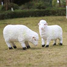1pc White Resin Standing/Grazing Sheep Statue, Delicate Aries Zodiac Figurine, Realistic Sheep Sculpture, Intimate Sheep Decor, Can Be Placed In Garden Or Yard, Ideal Decoration For Eid Al-Adha, Perfect Gift For Graduation - Multicolor - View 2