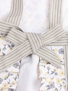 1pc Floral Print Sleeveless Apron, Made Of Stretchy Polyester, With Pocket, Waterproof And Easy To Clean, Suitable For Kitchen/Bathroom/Home/Baking, Great Gift For New Year/Mother's Day/Valentine's Day