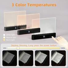 Multi-Functional LED Flat Panel Reading Lamp, Portable, Eye-Friendly, Adjustable Color Temperature, Ideal For Reading, Writing, And Bedrooms, With Touch Control. - Màu đen (kèm cáp USB) - Xem 5